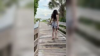 Asianhotwife Flashing on her way to the Beach