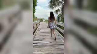 Asianhotwife Flashing on her way to the Beach