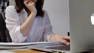 Allicat123 Went Horny While Working And Masturbate Pussy With Her Tits Out In Office Onlyfans Leaked Video