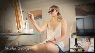 Studio Juniper Painting While Her Pussy Getting Captured By Camera Man Onlyfans Leaked Video