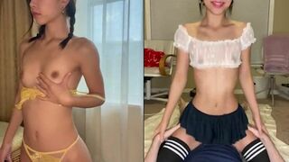 Slim Asian Chick Passionately Riding a Cock till Gets Creampie Video