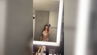 Hot Fit Asian Babe Showing Her Bouncy Boobs in Mirror Video
