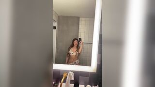 Hot Fit Asian Babe Showing Her Bouncy Boobs in Mirror Video