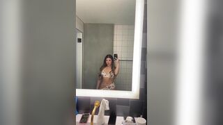 Hot Fit Asian Babe Showing Her Bouncy Boobs in Mirror Video