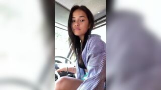 Asian Girl Flashing Boobs On a Car Video
