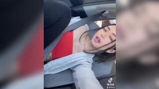 llliilyy Asian Cutie Flashing Boobs On Car Tiktok Video