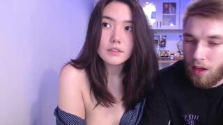 Slutty Asian GF Kissing Her BF In A Live Show Video