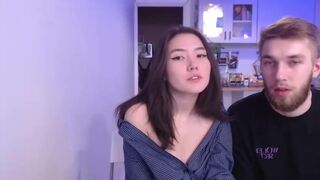 Slutty Asian GF Kissing Her BF In A Live Show Video