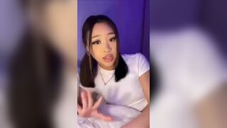 Horny Asian Fucks a Dildo After Sucking It On a Live Video