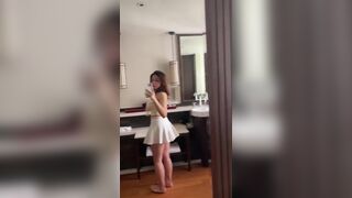 Sexy Asian Babe Showing her Booty On Mirror Video