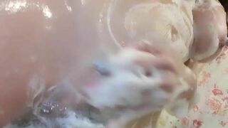 Busty Asian Teasing Her Pussy While SHowering Video