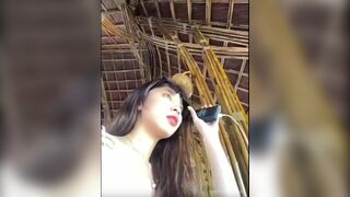 Horny Asian Girl Face Sitting On Old Guy Outdoor Video