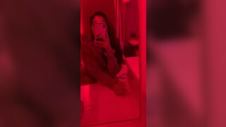 Hot Asian Teen In a Red Room Showing Off In a Mirror Video