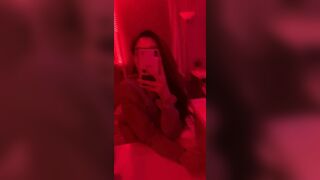 Hot Asian Teen In a Red Room Showing Off In a Mirror Video