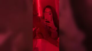 Hot Asian Teen In a Red Room Showing Off In a Mirror Video