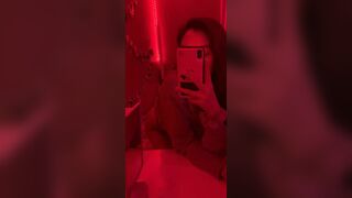 Hot Asian Teen In a Red Room Showing Off In a Mirror Video
