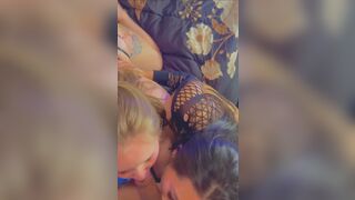 Lucky Bf gets His Cock Sucked by Two Horny Babes Video