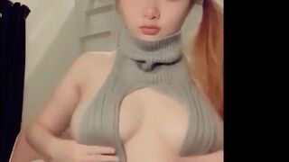 Sexy Pretty Asian Reveals her Juicy boobs and Teases Them On Cam Video