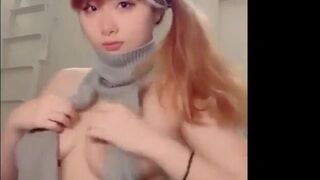 Sexy Pretty Asian Reveals her Juicy boobs and Teases Them On Cam Video