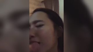 Cute Asian Girl Getting Cum On Mouth Video
