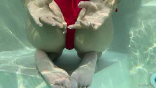 Lunaokko Sexy Asian In Bikini Showing Off Her Pussy and Boobs While on a Pool Video