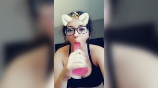 Asian Nerdy Girl Teasing With A Big Dildo Solo In Room Video