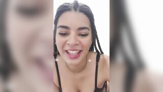 Pretty Asian Chick Showing Off Her Nice Tits With Stripteasing Video