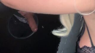 Blonde Slut In a Mask Sucking a Hard Cock In Gloryhole Video