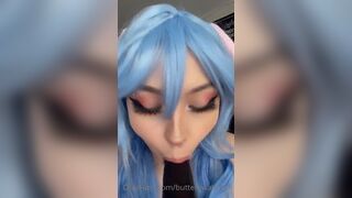 Butterywaterboi Slutty Asian Whore Sucks a Big Dildo Like a Horny Bitch onlyfans Video