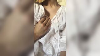 Cute Girl Squeezing Her Hard Nipples And Teasing Video