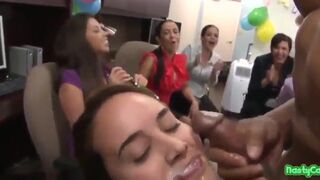 Horny Babe Gets a BBC Cum Feeding In a Office Party Video