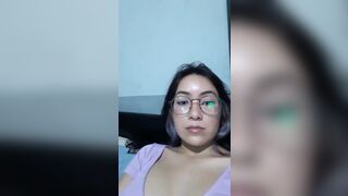 Anaotani Sexy Asian In Glasses Shows Off Her Boobs On Live Cam Video