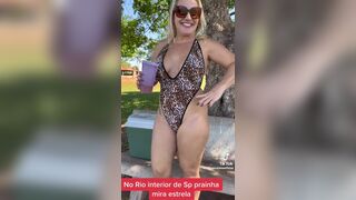 LoiraPraiana Milf In a Sexy Swimming Suit Showing Off Her Booty Outdoor Tiktok Video