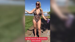 LoiraPraiana Milf In a Sexy Swimming Suit Showing Off Her Booty Outdoor Tiktok Video