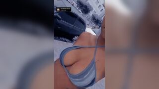 llaarix Sexy Teen In a Bikini Showing Off Her Sexy Tits While Walking On a Road Video
