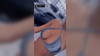 llaarix Sexy Teen In a Bikini Showing Off Her Sexy Tits While Walking On a Road Video