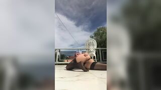 Amber Ford Big Tit Babe Working Out in Outdoor Video