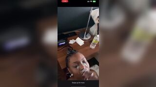 Ebony Chick Gets Her Face Covered With Hot Cumshot From Bf Video