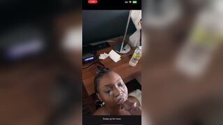Ebony Chick Gets Her Face Covered With Hot Cumshot From Bf Video
