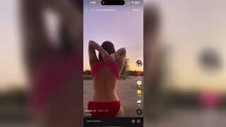 Asian Babe In Red Sexy Panties Showing Her Tight Booty On Tiktok Video