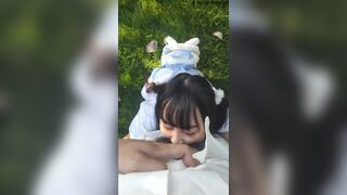 Cute Asian Babe Sucking A Big Cock At Outdoor Onlyfans Video