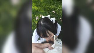 Cute Asian Babe Sucking A Big Cock At Outdoor Onlyfans Video