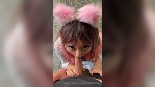 Skyelikesitrough Cute Sexy Asian Doing a Outdoor Blowjob Onlyfans Leaked Video