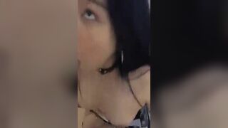 Horny Asian Girl Friend Sucking Big Dick Hard And Let Guy Cum On Her Tits