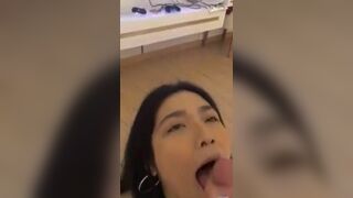 Horny Asian Girl Friend Sucking Big Dick Hard And Let Guy Cum On Her Tits
