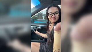 Pretty Asian Taking Off Panties On Car Video