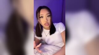 Asian Slut Sucking and Riding Dildo On Cam Video