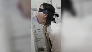 Blindfolded Asian Dildo Deepthroat Cam Video