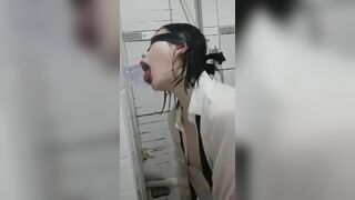 Blindfolded Asian Dildo Deepthroat Cam Video
