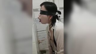 Blindfolded Asian Dildo Deepthroat Cam Video